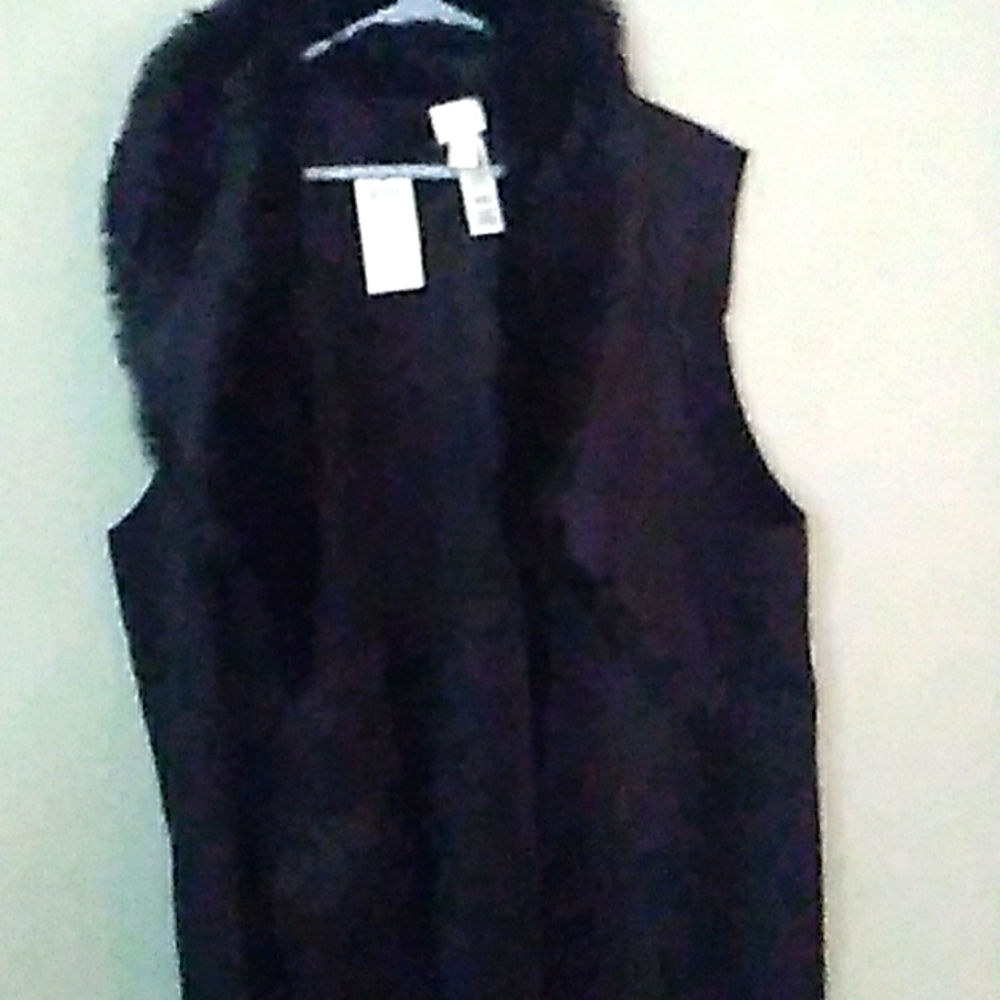 Chicos black Faux fur vest